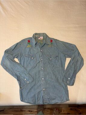 Wrapper Light Blue Denim Shirt with Yellow & Green Embroidery kids 7